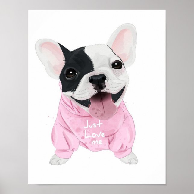 Póster Bulldog francés lindo atascado | Sólo me quiero (Frente)