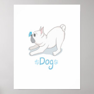 Póster Bulldog francés lindo con mariposa