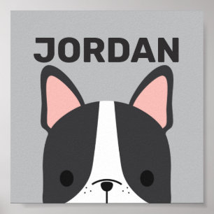 Póster Bulldog francés lindo con nombre personalizado