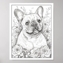 Póster Bulldog francés lindo Poster de coloración de perr