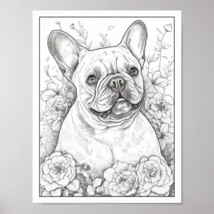 Póster Bulldog francés lindo Poster de coloración de perr