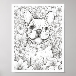 Póster Bulldog francés lindo Poster de coloración de perr