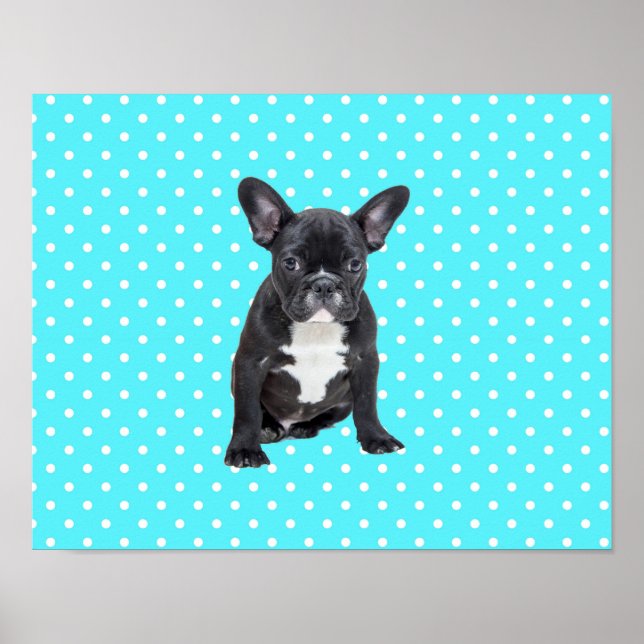 Póster Bulldog francés lindo Poster de puntos de polka az (Frente)