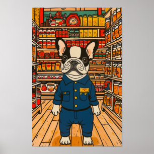 Póster Bulldog francés lindo trabajando duro Poster