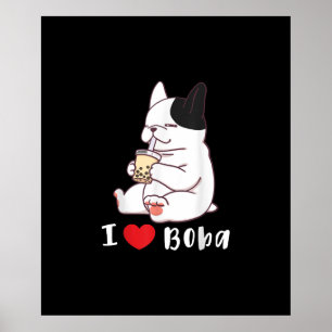 Póster bulldog francés me encanta el regalo de té de lech