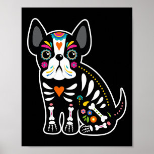 Póster Bulldog Francés Mexicano Calavero Día De Halloween