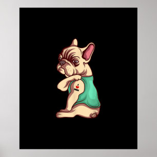 Póster bulldog francés perro me encanta mamá tatuaje rega