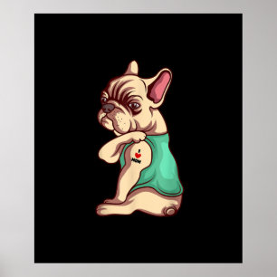 Póster bulldog francés perro me encanta mamá tatuaje rega