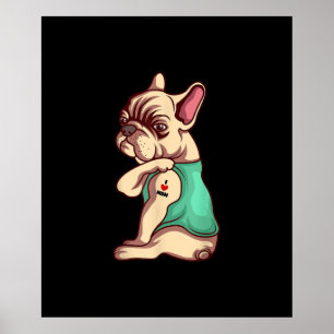 Póster bulldog francés perro me encanta mamá tatuaje rega