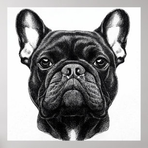 Póster Bulldog francés Perro naturaleza salvaje Ilustraci