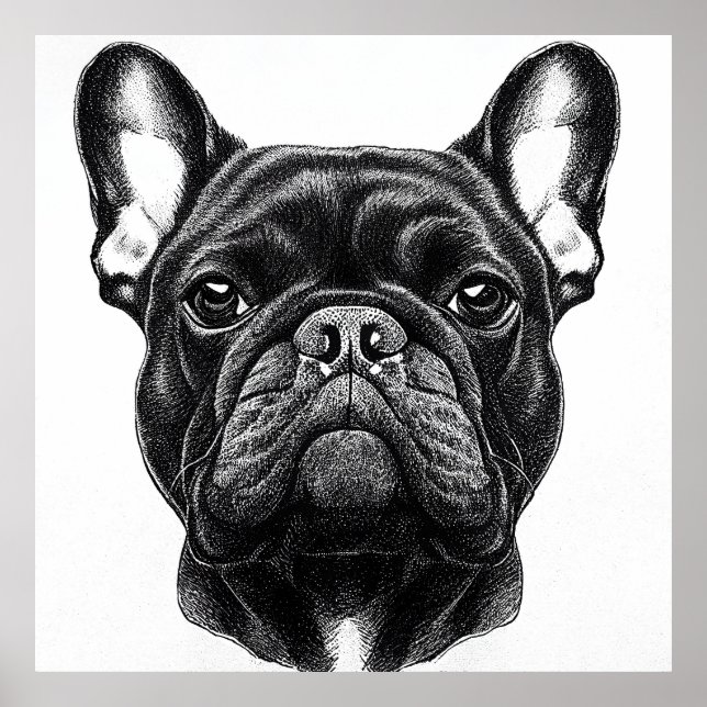 Póster Bulldog francés Perro naturaleza salvaje Ilustraci (Frente)