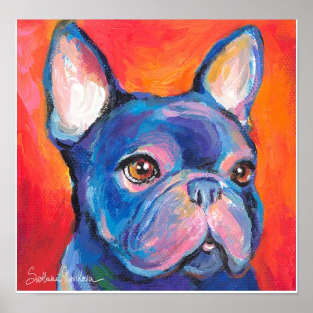 Póster Bulldog francés pintando a Svetlana Novikova poste (Frente)