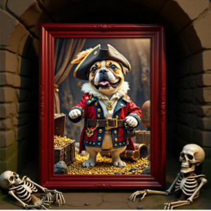 Póster Bulldog francés Pirata audaz Capitán