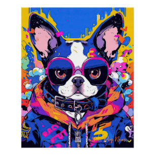 Póster Bulldog francés Pop Art Anime 004 - Victoria Sasuk