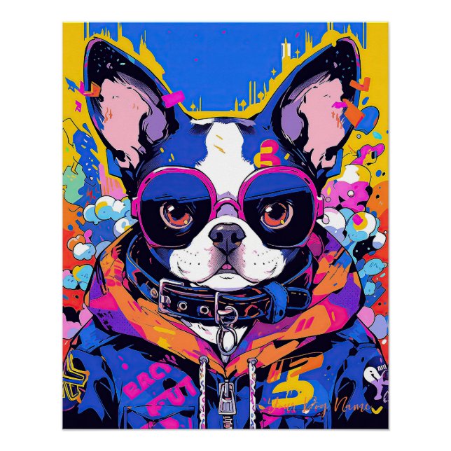 Póster Bulldog francés Pop Art Anime 004 - Victoria Sasuk (Anverso)