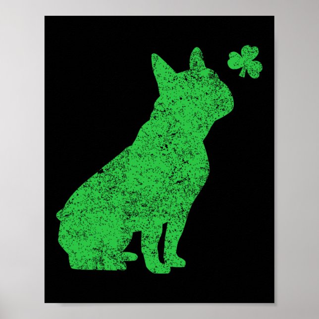 Póster Bulldog francés Shamrock St Patricks Day Frenchie  (Frente)