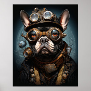 PÓSTER BULLDOG FRANCÉS STEAMPUNK