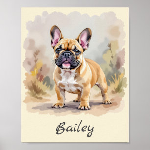 Póster Bulldog francés Tan Perro Cute Frenchie de color f