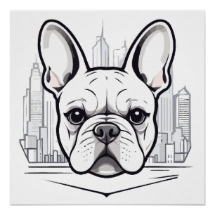 Póster Bulldog francés Vector de arte Animal Ciudad urban