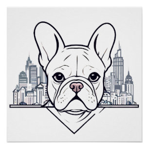 Póster Bulldog francés Vector de arte Animal Ciudad urban
