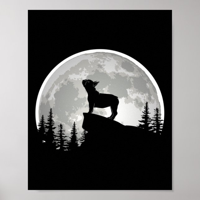 Póster Bulldog Frenchie Howling The Moon (Frente)