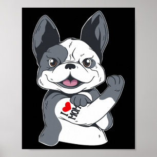 Póster Bulldog gracioso que amo a mamá Tattoo