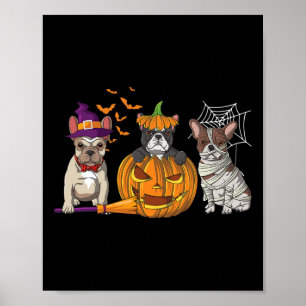 Póster Bulldog Halloween Bruja Mami Calabaza Diversión Pe