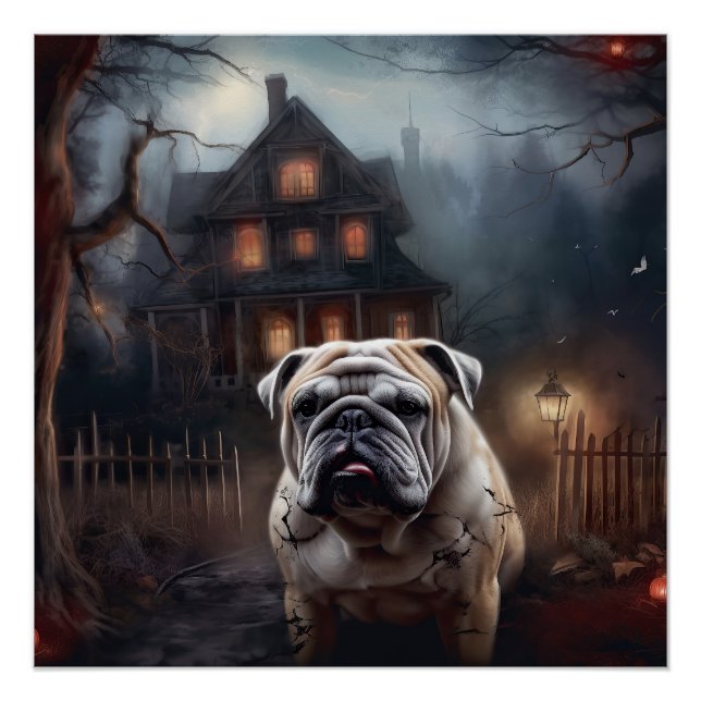 Póster Bulldog Halloween Scary (Anverso)