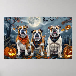 Póster Bulldog Halloween Spooky