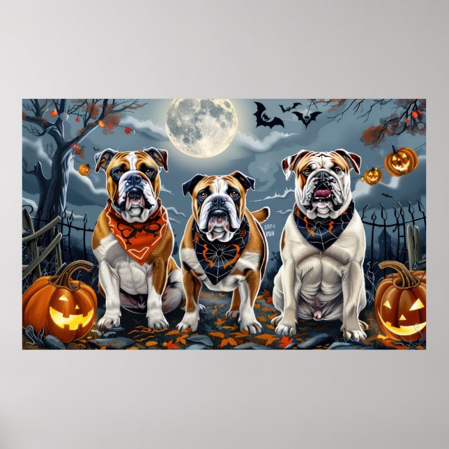 Póster Bulldog Halloween Spooky (Frente)