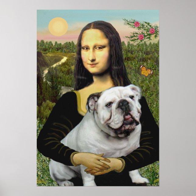 Póster Bulldog Inglés 9 - Mona Lisa (Frente)