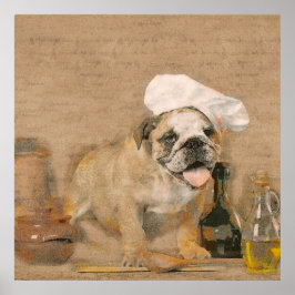 Póster Bulldog inglés Chef Kitchen Print