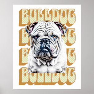 Póster Bulldog inglés con fuente retro