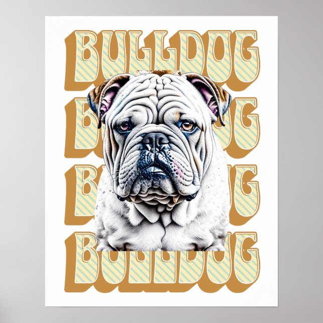 Póster Bulldog inglés con fuente retro (Frente)
