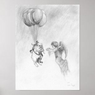Póster Bulldog inglés con Poster ángel
