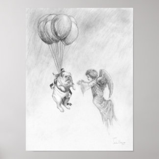 Póster Bulldog inglés con Poster ángel