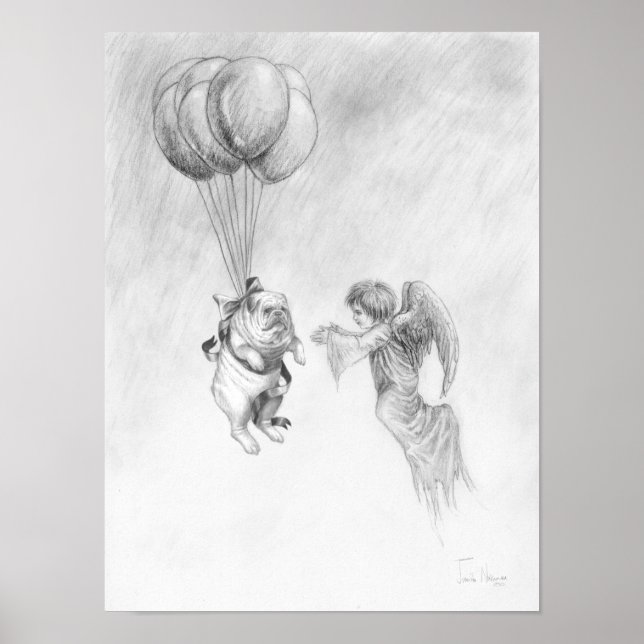 Póster Bulldog inglés con Poster ángel (Frente)