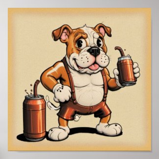 Póster Bulldog inglés con Poster soda