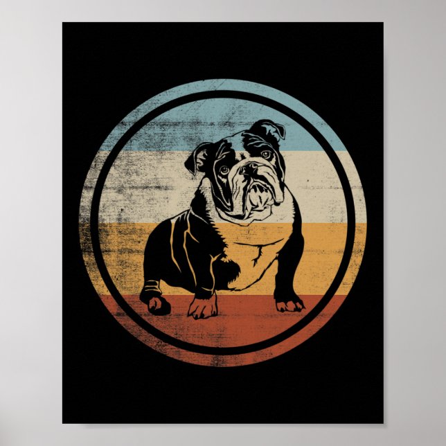 Póster Bulldog inglés de diseño de perro de época (Frente)