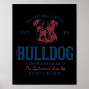 Póster Bulldog inglés de estilo vintage