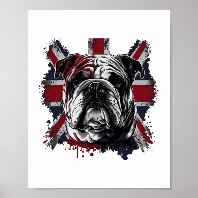 Póster Bulldog inglés divertido (Frente)