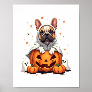 Póster Bulldog Inglés Divertido Fantasma Boo Halloween Mu