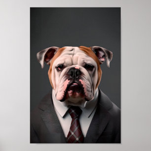 Póster Bulldog inglés en un traje   Mi Bulldog Jefe