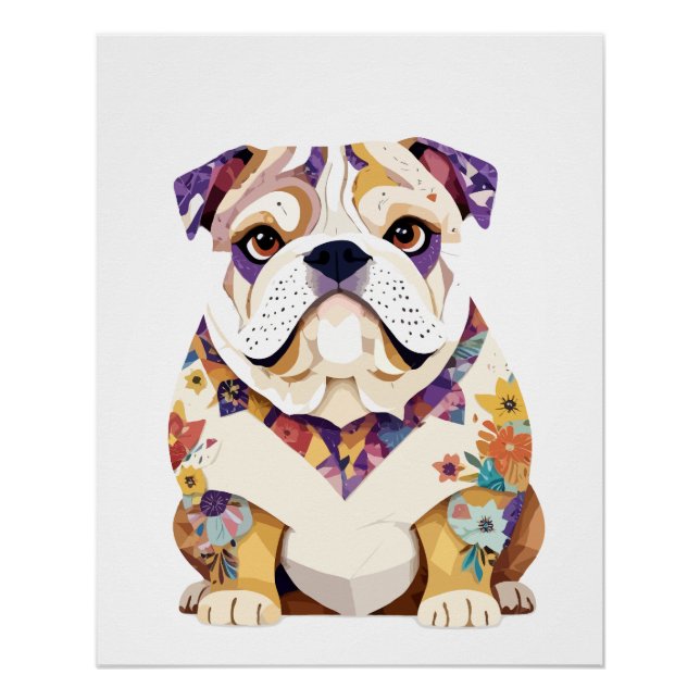 Póster Bulldog inglés juguetón Adorable animal divertido (Anverso)