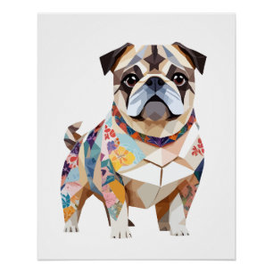 Póster Bulldog Inglés juguetón Adorable Diversión Animal