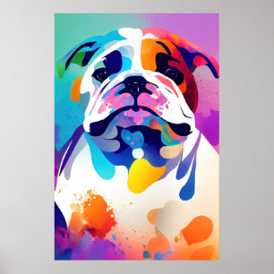 Póster Bulldog Inglés Perro Naturaleza salvaje Pintura an