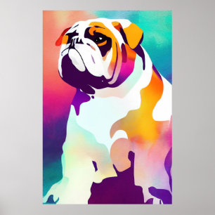 Póster Bulldog Inglés Perro Naturaleza salvaje Pintura an