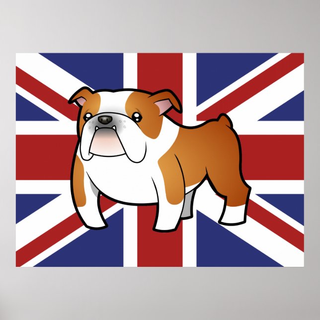 Póster Bulldog inglés Union Jack Personalizado (Frente)