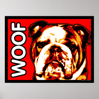 Póster Bulldog inglés WOOF Poster