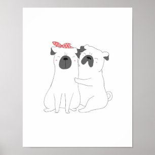 Póster Bulldog lindo Regalo de Perro Perro Coincidiendo
